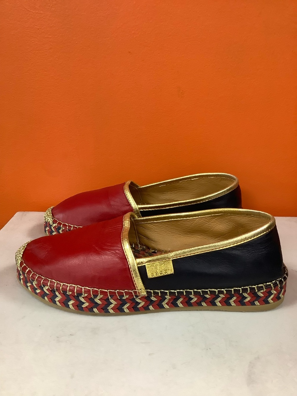 Gucci Leather Flat Espadrilles